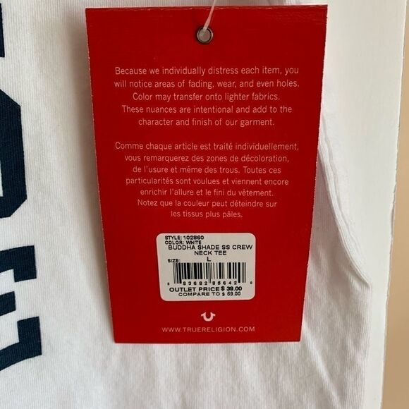 True Religion Buddha crew neck tee white/blue prnt - Picture 5 of 7